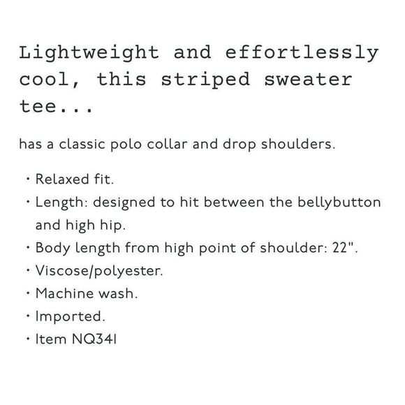 MADEWELL Sweater Women XS Polo Knit Tee NEW Ivory Stripe Short Sleeve NQ341 - Picture 14 of 14